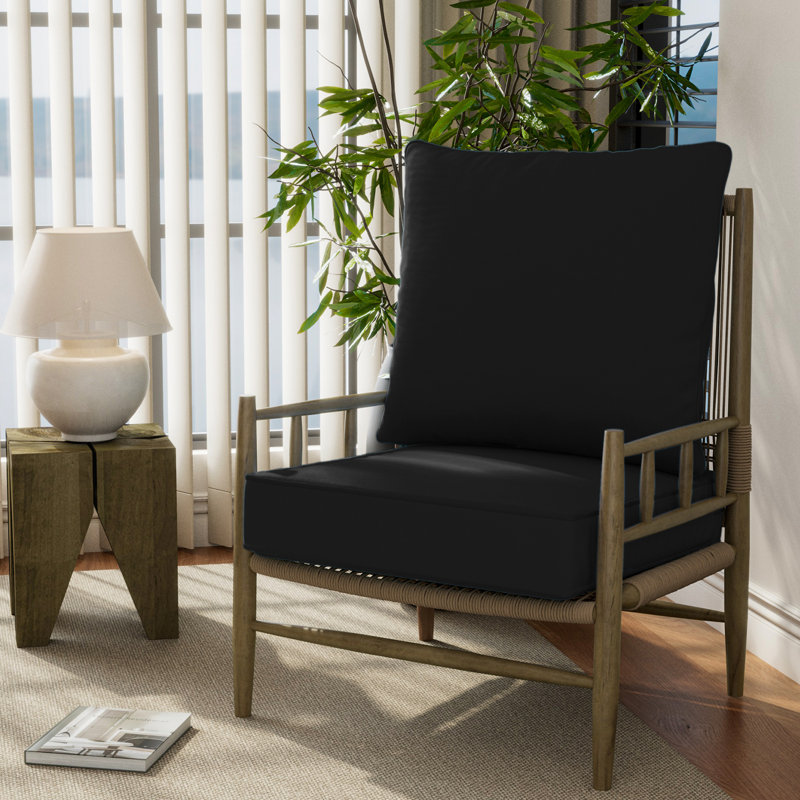 Ensemble de coussins de siège d'extérieur 24 po x 24 po x 6 po, 1, Noir