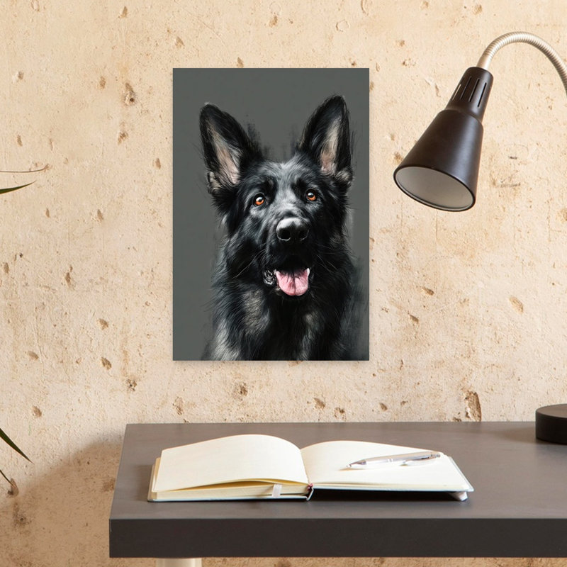 Art contemporain de chien berger allemand, H 18 po x l 12 po