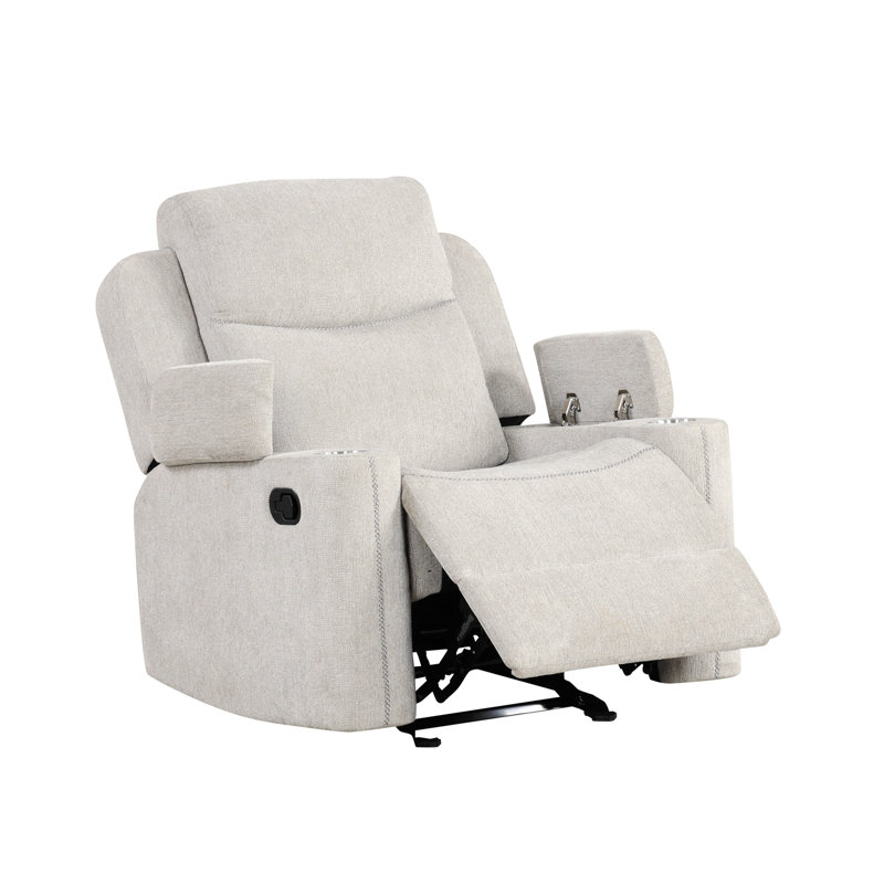 Galya Light Gray Chenille Motion Glider Recliner