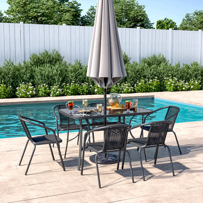 Alfie-Jack 6 - Person Patio Dining Set with Rectangular Table