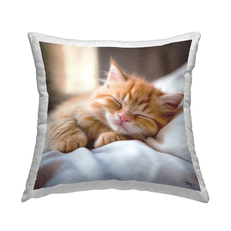Coussin d'extérieur Snuggled Sleeping Kitten
