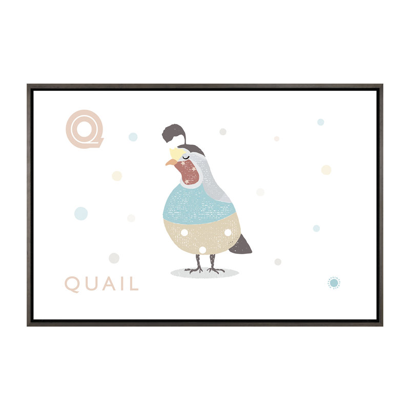 Caille - impression d'art graphique, Pas de tapis, H 40 po x l 60 po x 1,5 po, Toile avec cadre gris