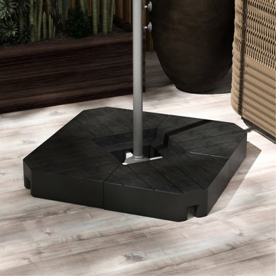 Poids de base du parasol, 132 lb d'eau / 176 lb de sable, noir, pour les parasols en porte-à-faux de 8 pi à 10 pi, poids d'extérieur, sable de feu, style lattes