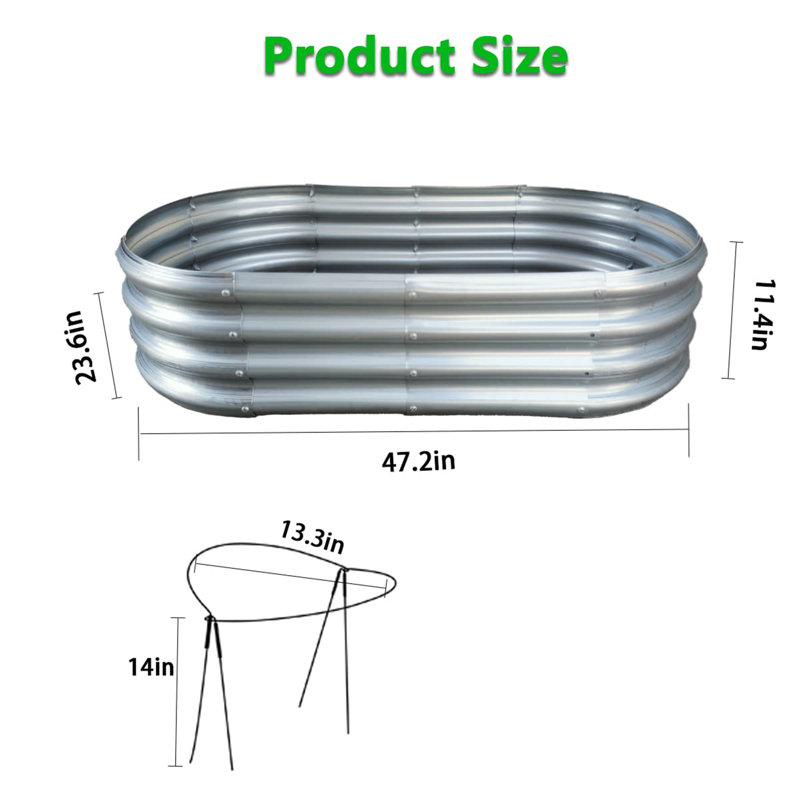 Lit de jardin surélevé galvanisé pour l'extérieur, H 12 po x l 48 po x P 24 po