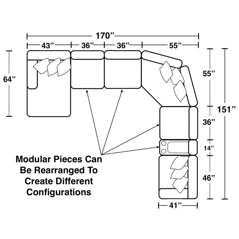 Canapé modulaire inclinable 7 pièces Funston
