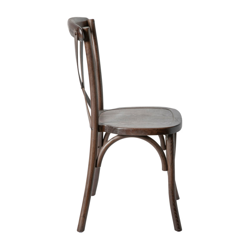 Arquit Stackable Cross-Back Wooden Bistro Chair, Mahogany, 2