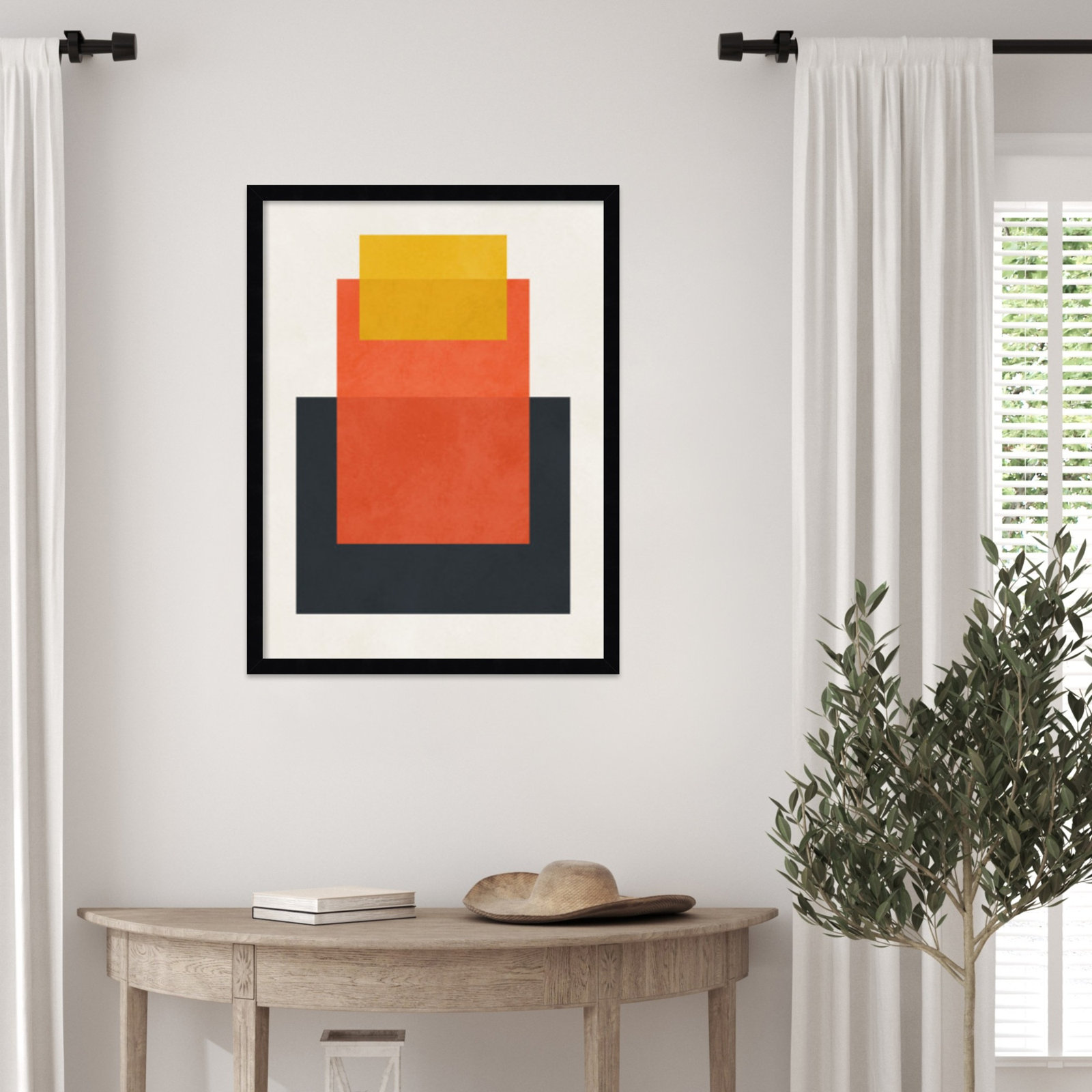 Overlapping Geometry 10 Print, Brown/Orange, Black, 25" H x 19" W