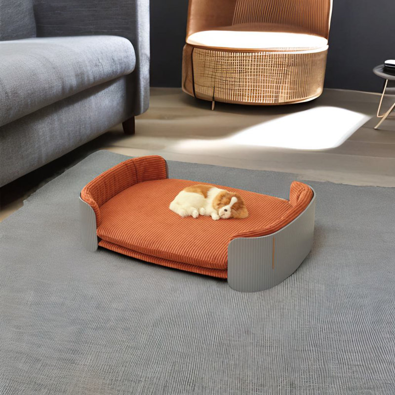 Lit d'intérieur pour chat, Taille moyenne: l 41,3 po x P 28 po, Gris / Brun