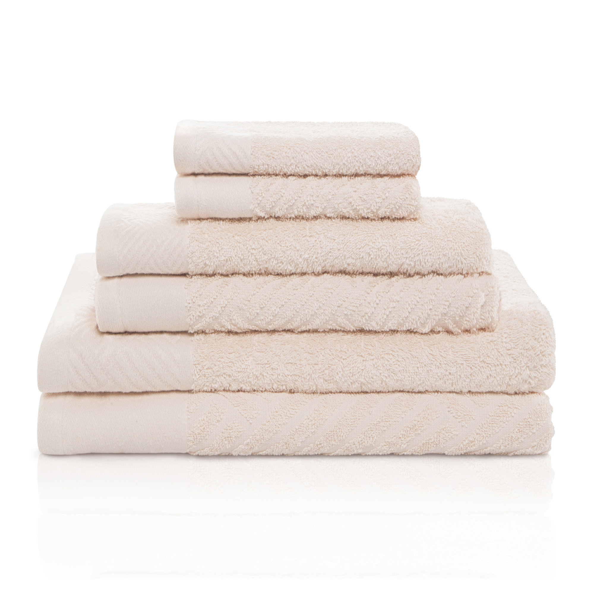 Aldin 6 Piece Certified Egyptian Cotton Towel Set, Ivory