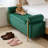Velvet Storage Bench with Cylindrical Arms and Iron Legs-1943873551