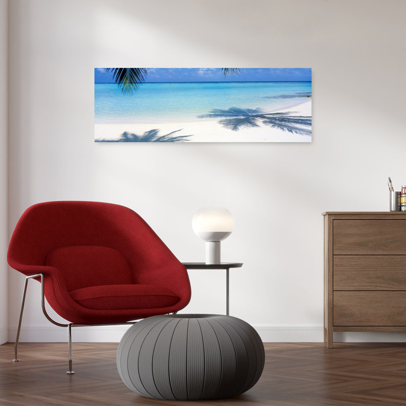 Laguna, Maldives, palmier abstrait, océan, art mural, H 12 po x l 36 po