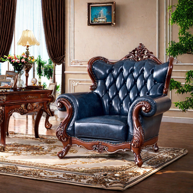 Fauteuil luxueux en cuir de vache de 46,46 po de largeur