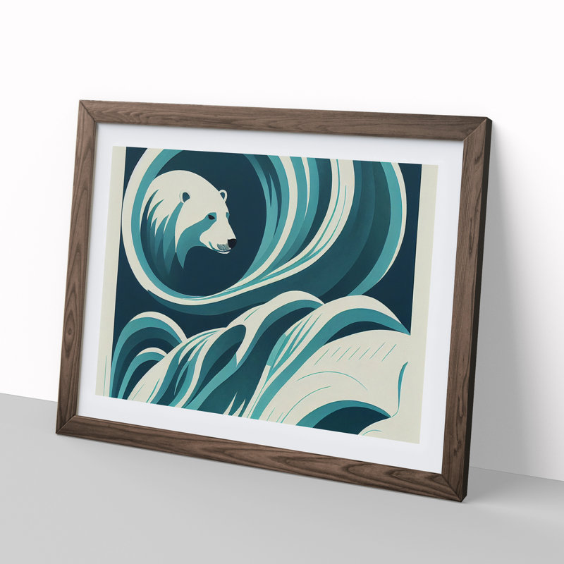 Polar Bear Deco - Framed Print, Walnut, 34cm H x 46cm W x 2cm D