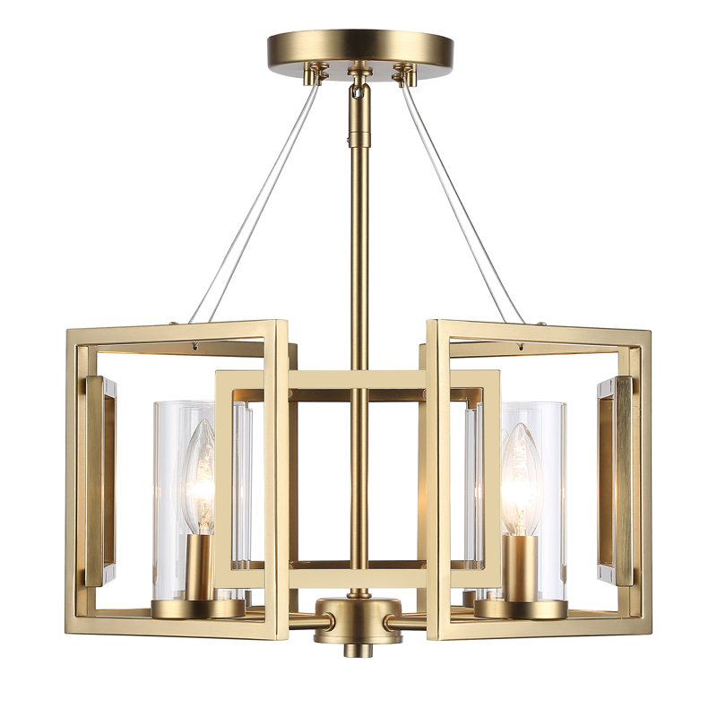Fallon 4-Light Semi-Flush in Brushed Champagne Bronze with Clear Glass