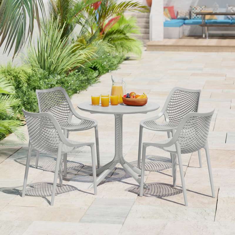 Ensemble repas extérieur pour 4 personnes, Gris