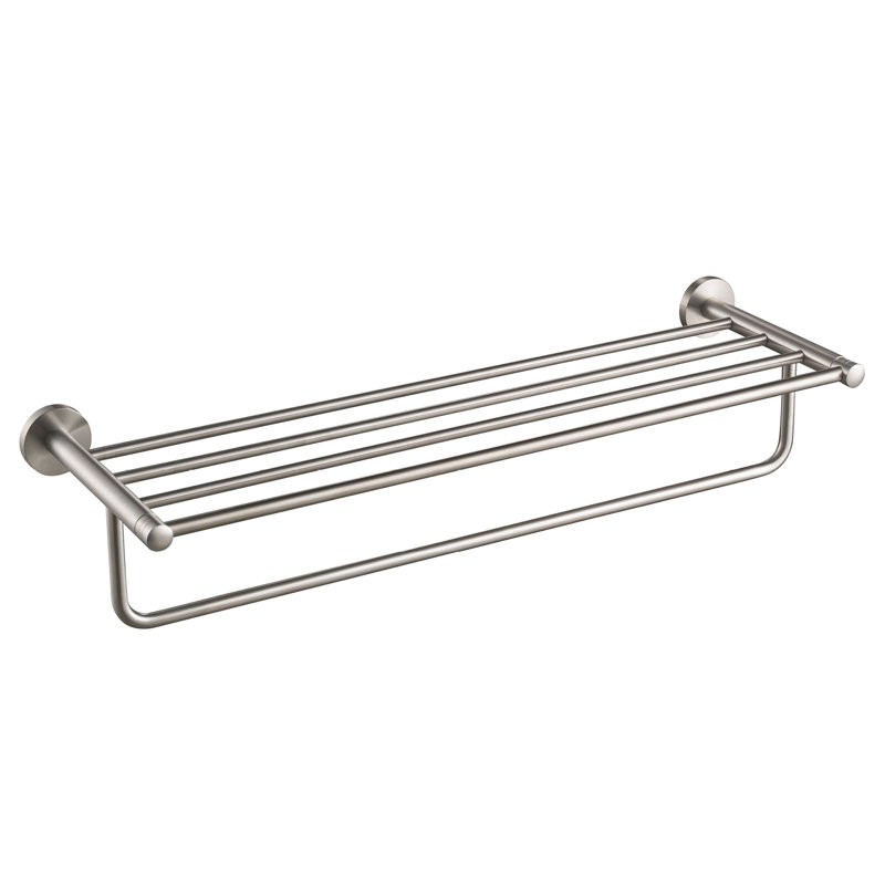 Elie Metal Accent Shelf with Towel Bar, Brushed Nickel
