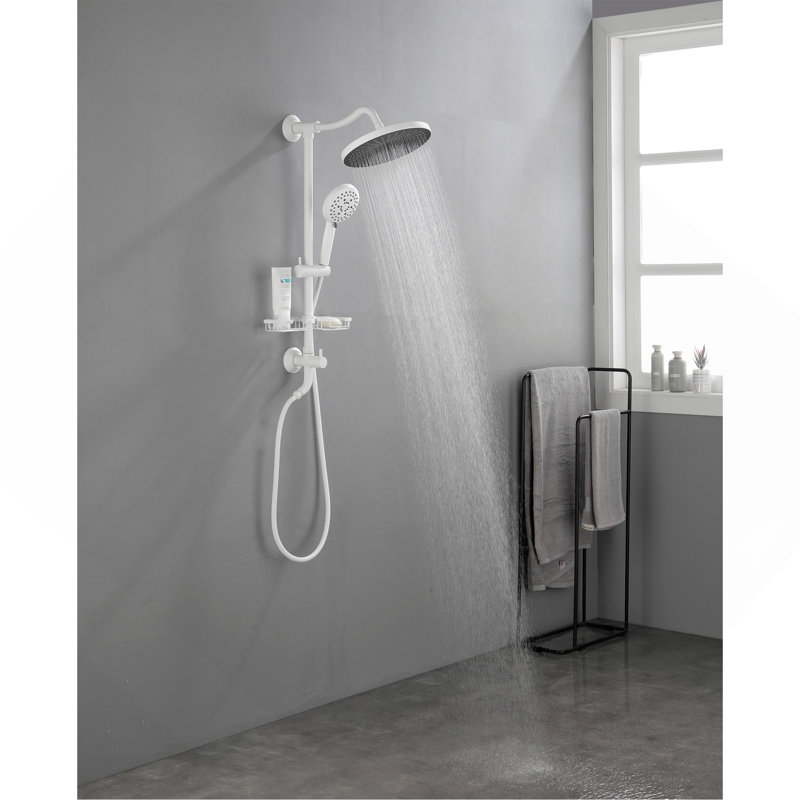 Système de douche ShowerSpas, avec pomme de douche à effet pluie de 10 po, douche à main à 4 fonctions, barre coulissante réglable et porte-savon