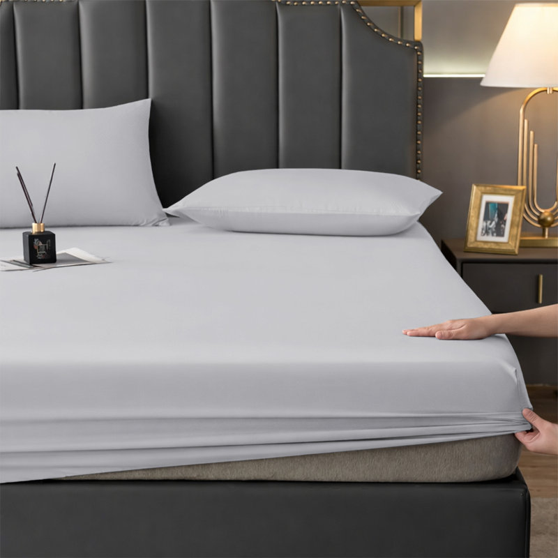 Aspire Homeware Premium 25cm Deep Fitted Sheet for Stylish and Comfortable Bedding, Silver, Single (3')