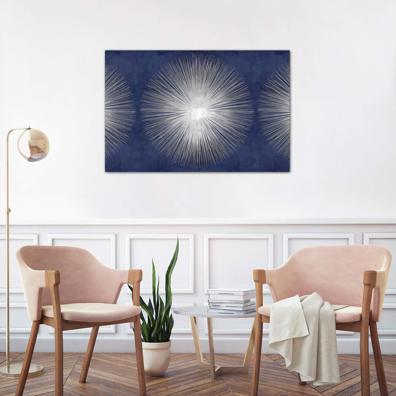Silver Sunburst On Blue III by Abby Young - Print on Canvas, 66.04 cm H x 45.72 cm W x 1.91 cm D, Wrapped Canvas