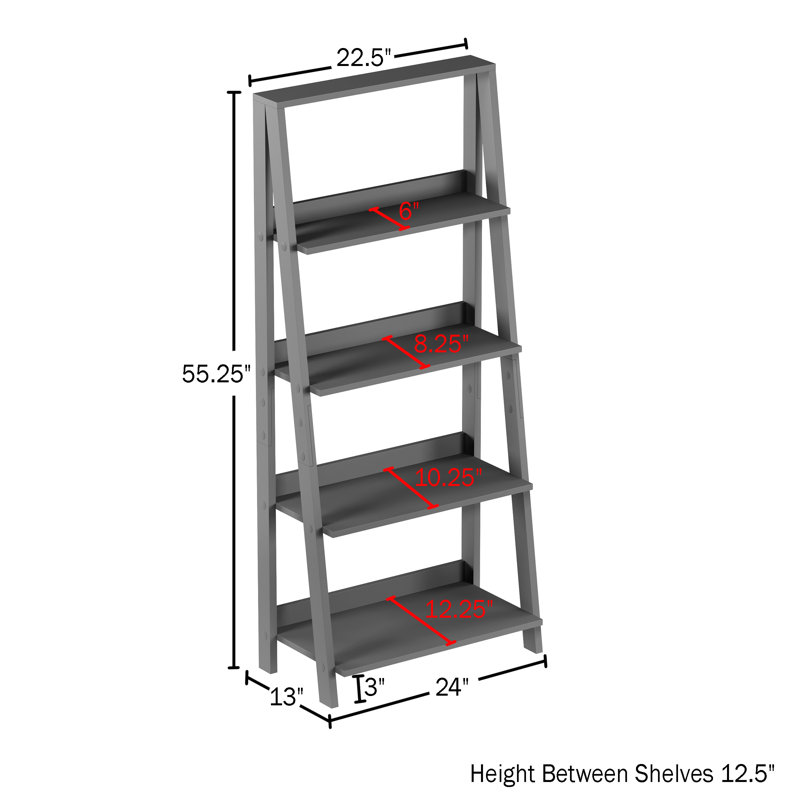 140.3cm H x 61cm W Ladder Bookcase, Grey