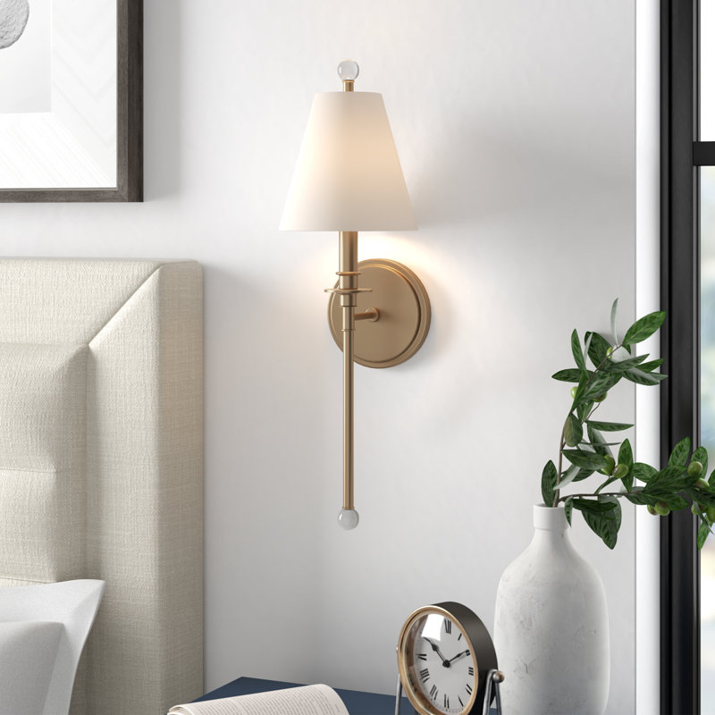 Lumley Stainless Steel Armed Sconce, Aged Brass