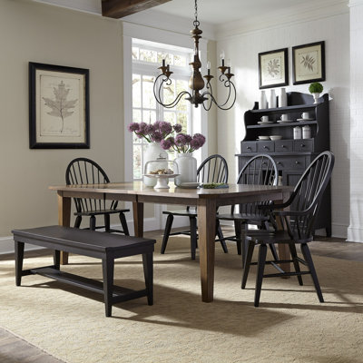 Hendry 6 Piece Rectangular Dining Table Set w/ Two 18" Leaves