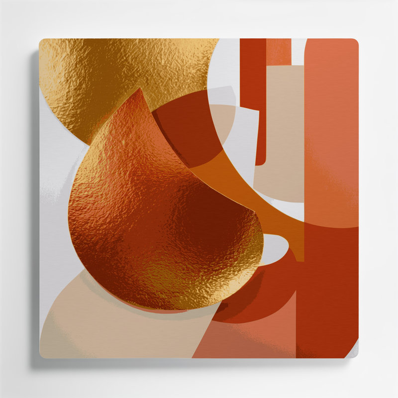 Abstrait formes 74, art mural en métal beige, H 8 po x l 8 po