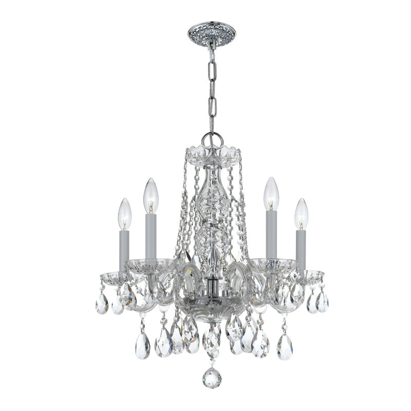 Wehr 5 - Light Candle Style Classic Chandelier with Crystal Accents, Chrome, Majestic Wood Polished