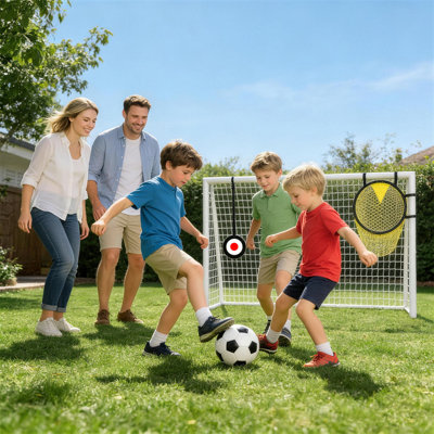 6×4 Ft Soccer Goal With Target Net, Portable Soccer Training Net With Steel Frame & Cones, Backyard Soccer Practise Goal For Kids, Youth & Adults