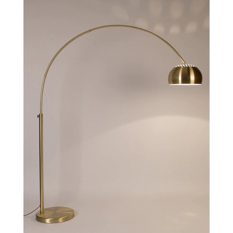Adjustable Arc Floor Lamp in Yellow and Gold Metal