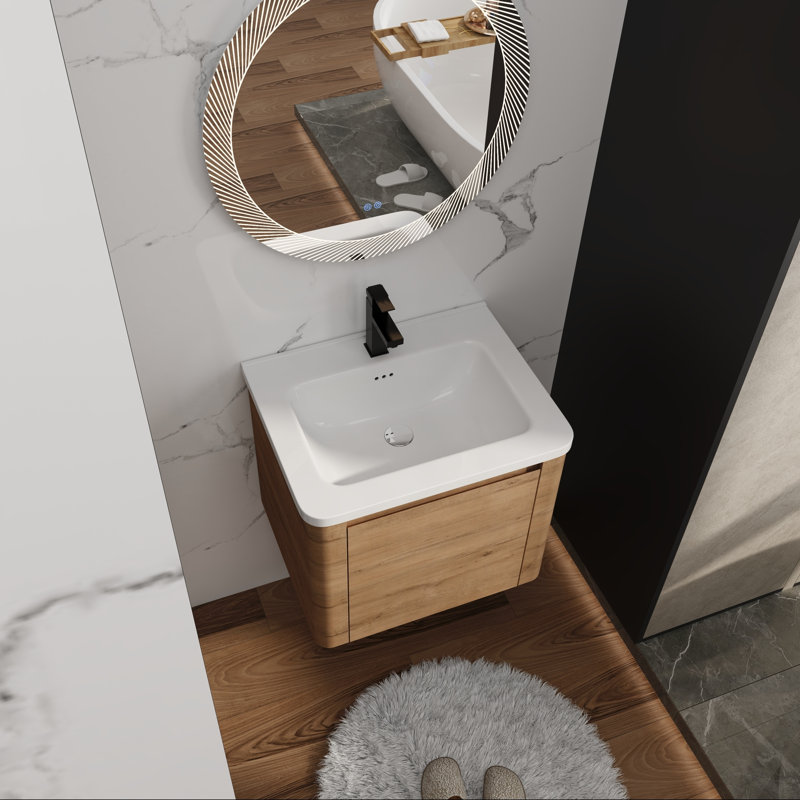 Meuble-lavabo moderne avec lavabo en céramique et porte à fermeture en douceur, 24"