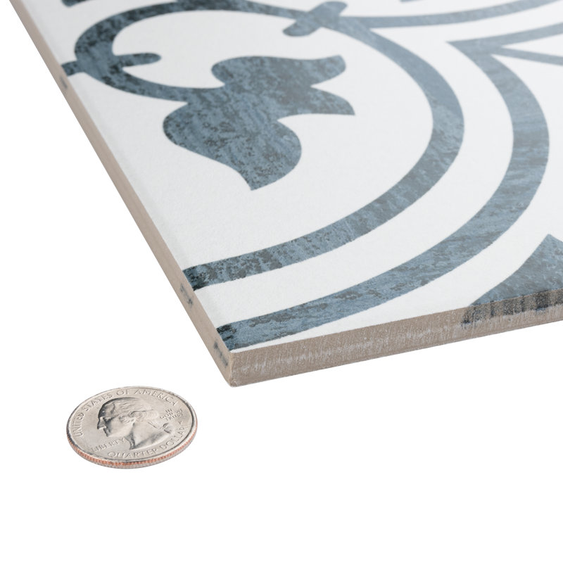 Cassis Arte 10" x 10" Porcelain Patterned Wall & Floor Tile, Black