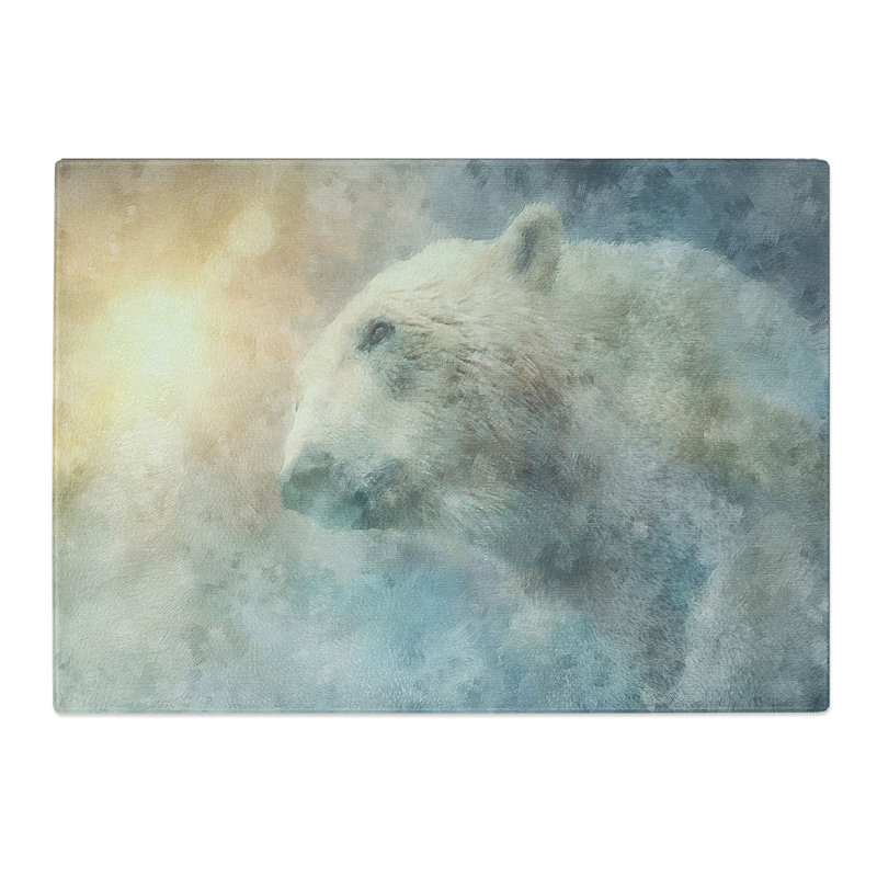 Tempered Glass Mystical Polar Bear Chopping Board, 20 cm x 28.5 cm