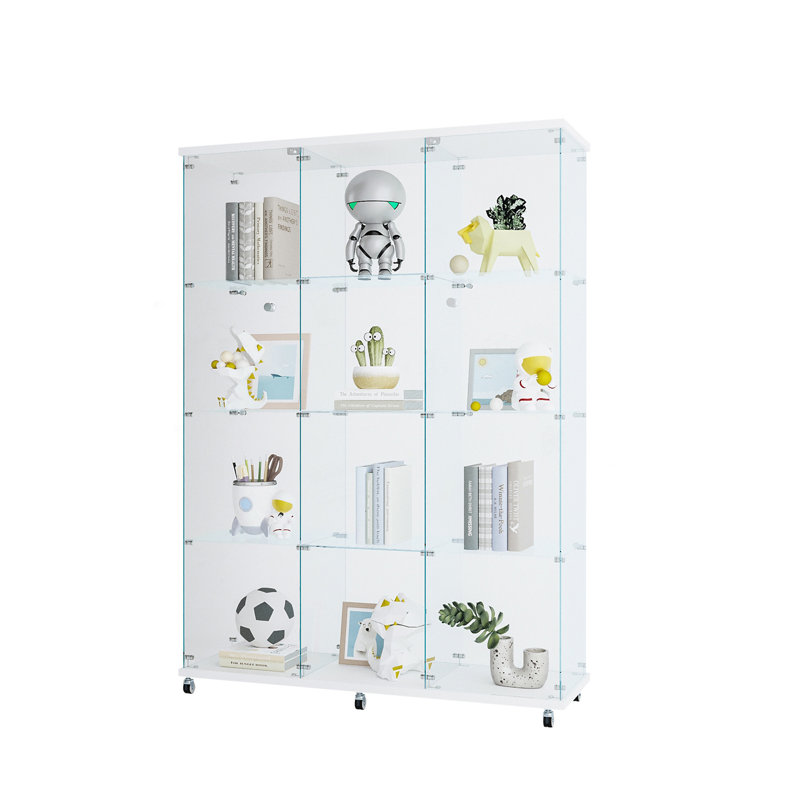 Vitrine à 3 portes, vitrine avec 4 tablettes, Blanc