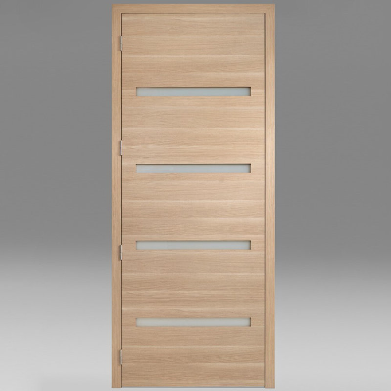 Porte intérieure moderne pré-suspendue en chêne blanc préfini Urban Vetro, 30 po x 96 po, À droite