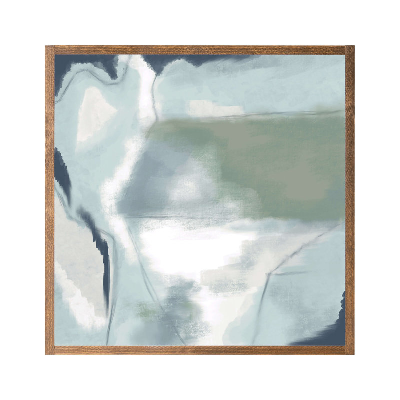 Seaglass Abstract Wood Framed Wall Art Sign, Light Brown