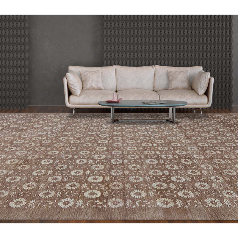 Tapis doré et doré de haute qualité noué à la main