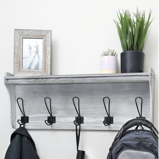 Solid Wood Wall 5 - Hook Wall Mounted Coat Rack