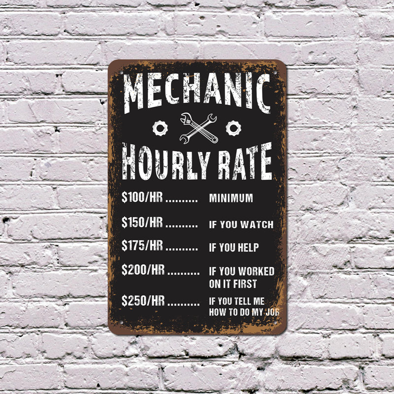 Enseigne mécanique en plastique à taux horaire 11 po x 17 po, H 11 po x l 17 po x P 0,1 po