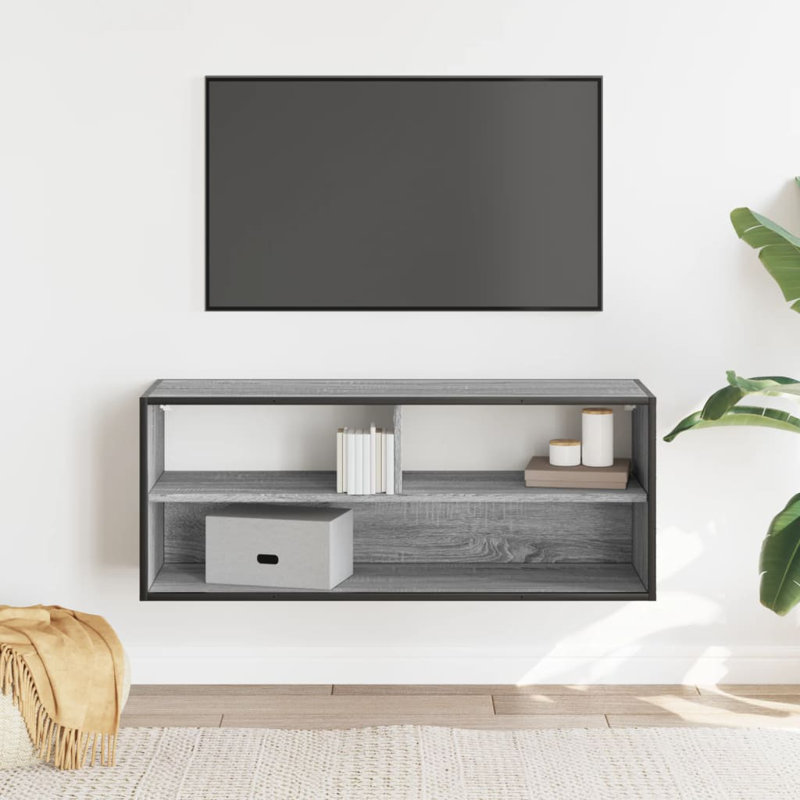 Aahana TV stand made of wood and metal, Sonoma Grey, 100 cm