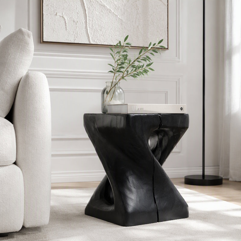 Table d'appoint à la texture imitation bois, Noir