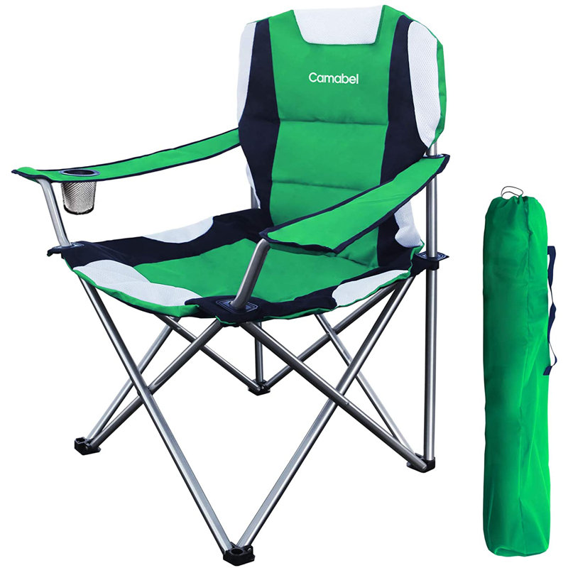 Chaise de camping pliante avec coussin, Vert