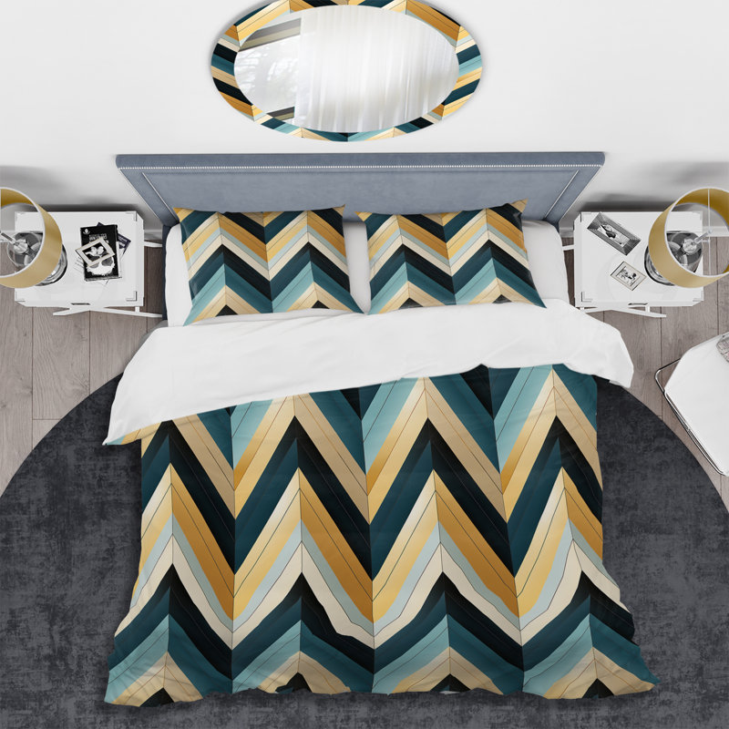 Urban Elegance Chevron Pattern - Ensemble de housse de couette à chevrons, Housse de couette pour très grand lit et 2 très