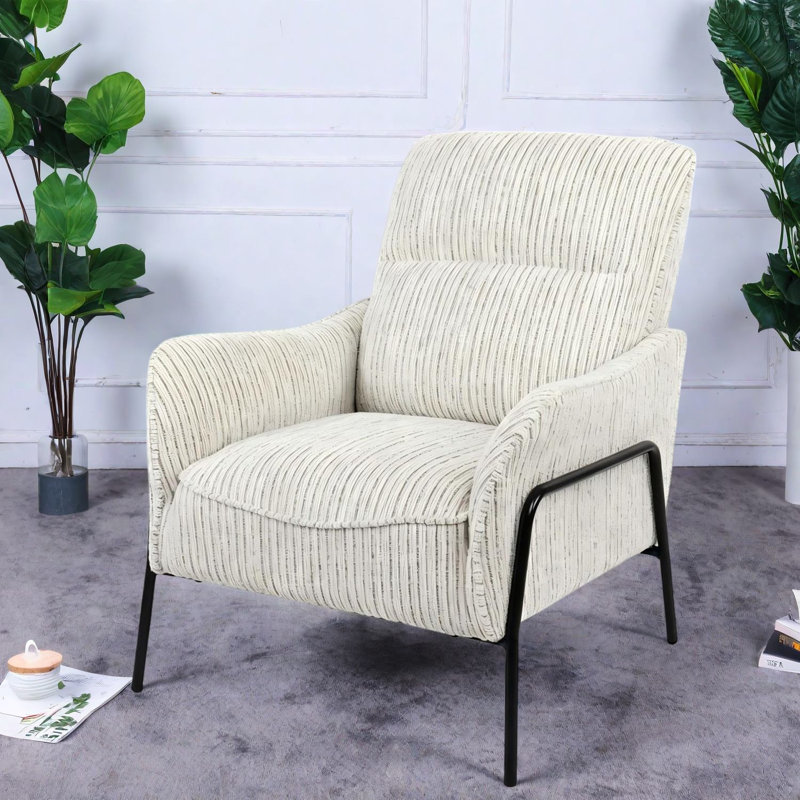 Chaises d'appoint modernes, chaise longue compacte à structure en métal rayée