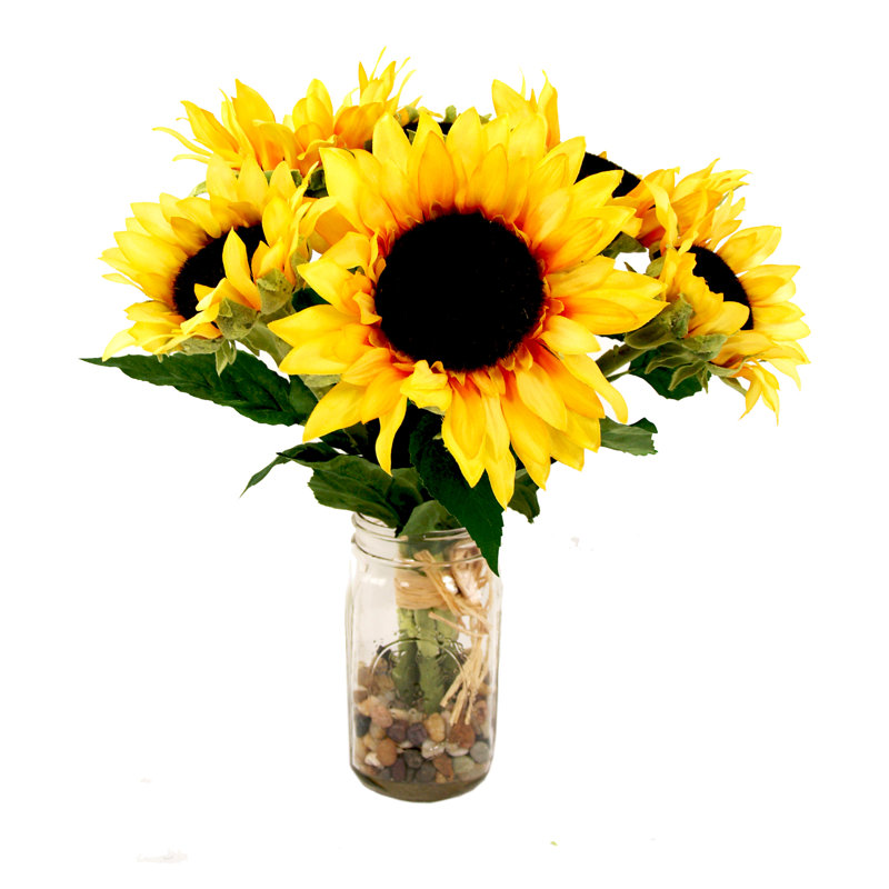 Arrangement floral tournesol en pot Mason
