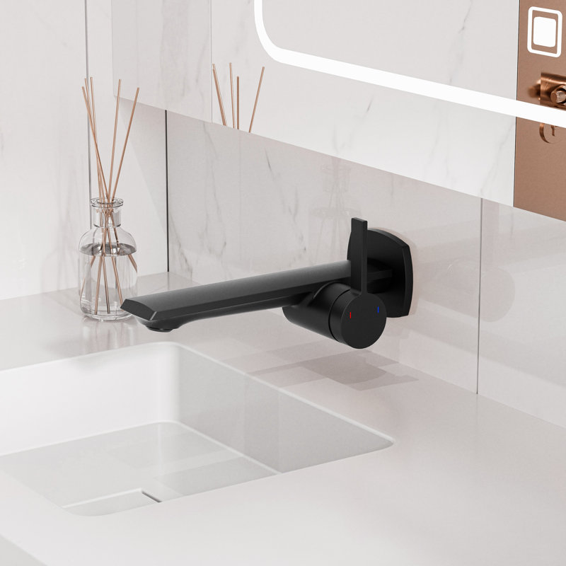 Wall Mounted CUPC Certified Single Handle Bathroom Faucet In Matte Black, Matte Black