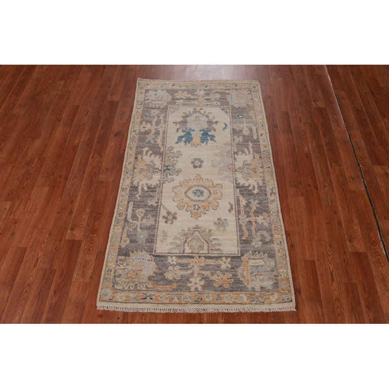 Vegetable Dye Wool Oushak Turkish Rug 3x5