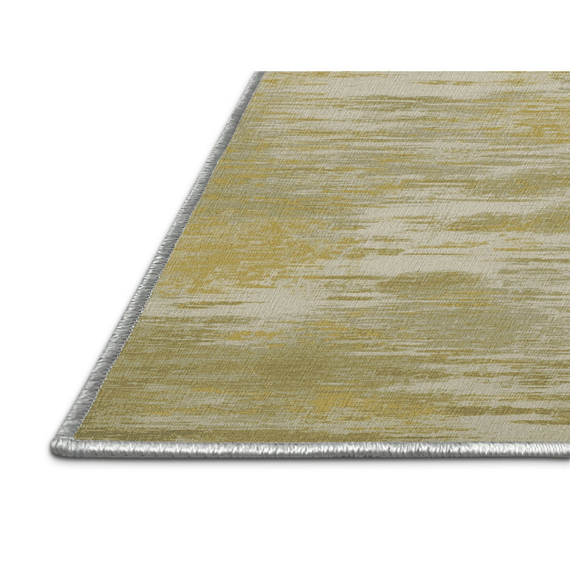 Machine Washable Abstract Beige Area Rug, Square 3'