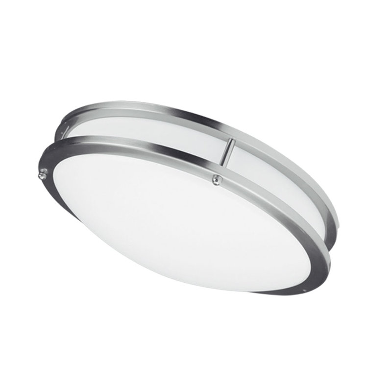 Plafonnier encastré simple à 1 lumière Amy, Chrome satiné, H 4,25 po x l 16 po x P 16 po