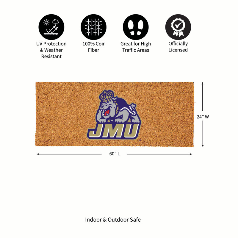 Très grand tapis couleur coco James Madison University, 60 po x 24 po